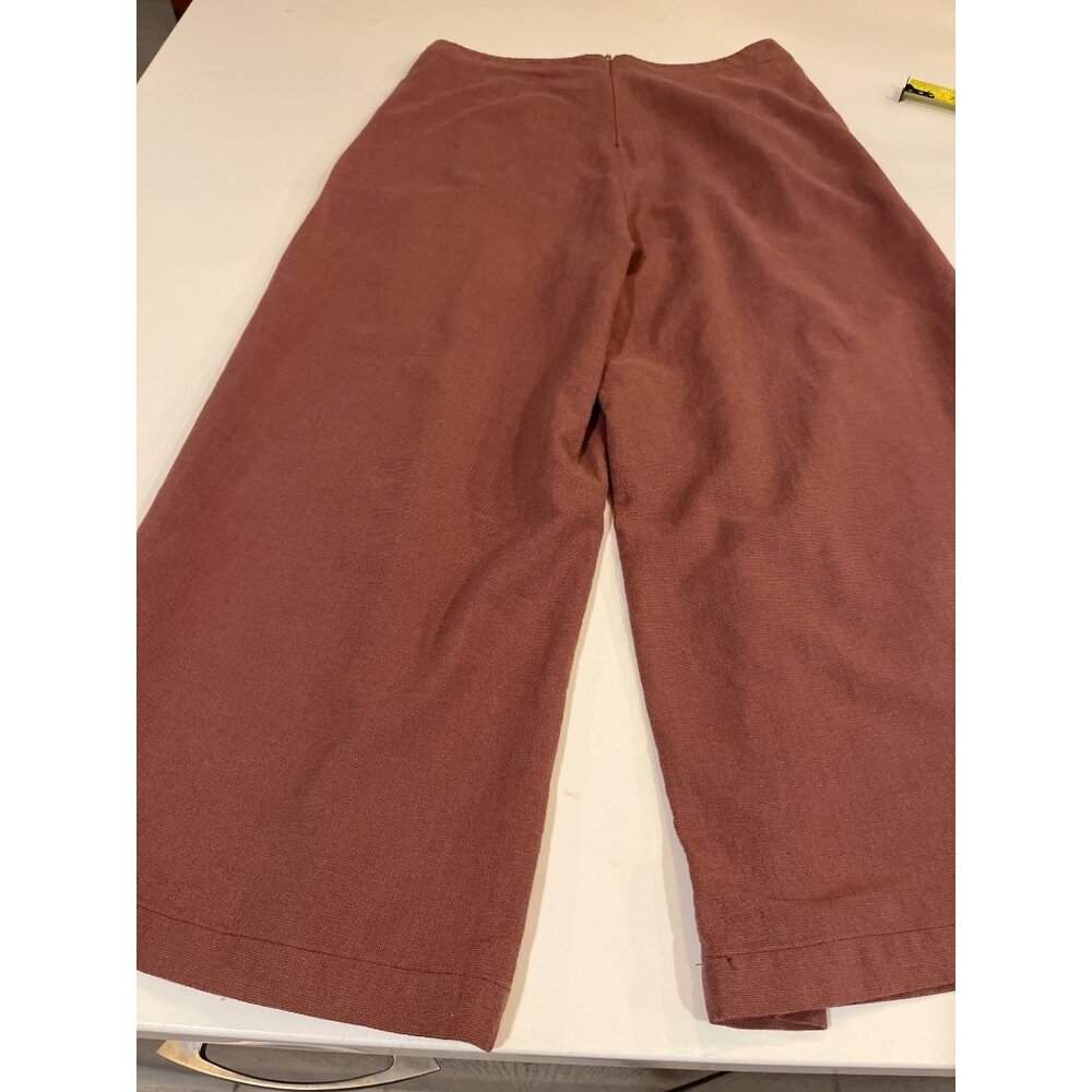 High-Waisted Mauve Wide-Leg Culottes With Pleats & Pockets - Picture 9 of 10
